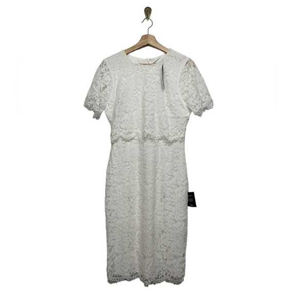 NWT LULU’S Devotion White Lace Short Sleeve Midi Dress M - Picture 5 of 12